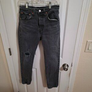 Levi's Premium 501 S Skinny High Rise Big E Blue Jeans Womens Size 26X28